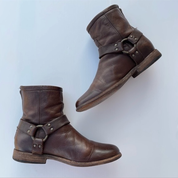 Frye vintage Veronica short brown leather harness boots size 8.5 - Picture 2 of 9